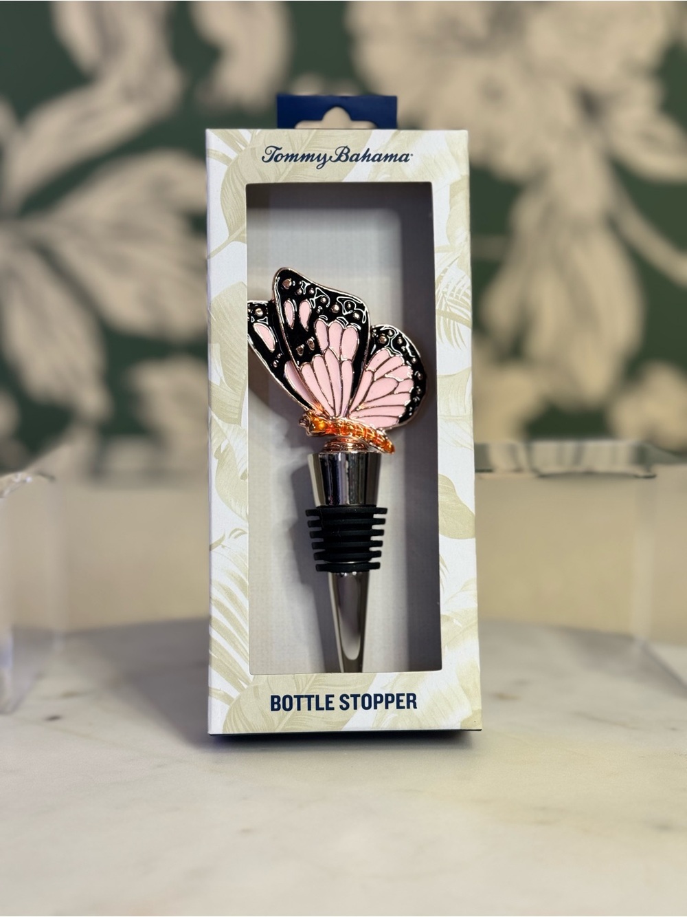 Tommy Bahama Pink Butterfly Wine Bottle Stopper